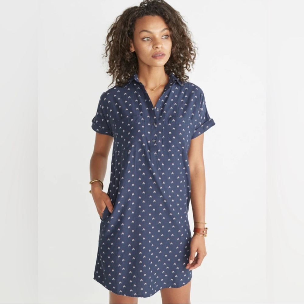 Marine Layer Navy Patterned Dress